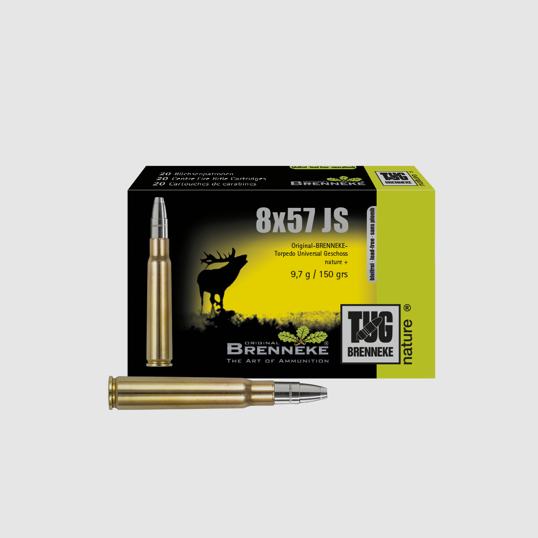 Gewehrpatrone mit TUG Geschoss – 8 x 57 IS, Orig. BRENNEKE TUG nature+ 9,7 g VE20