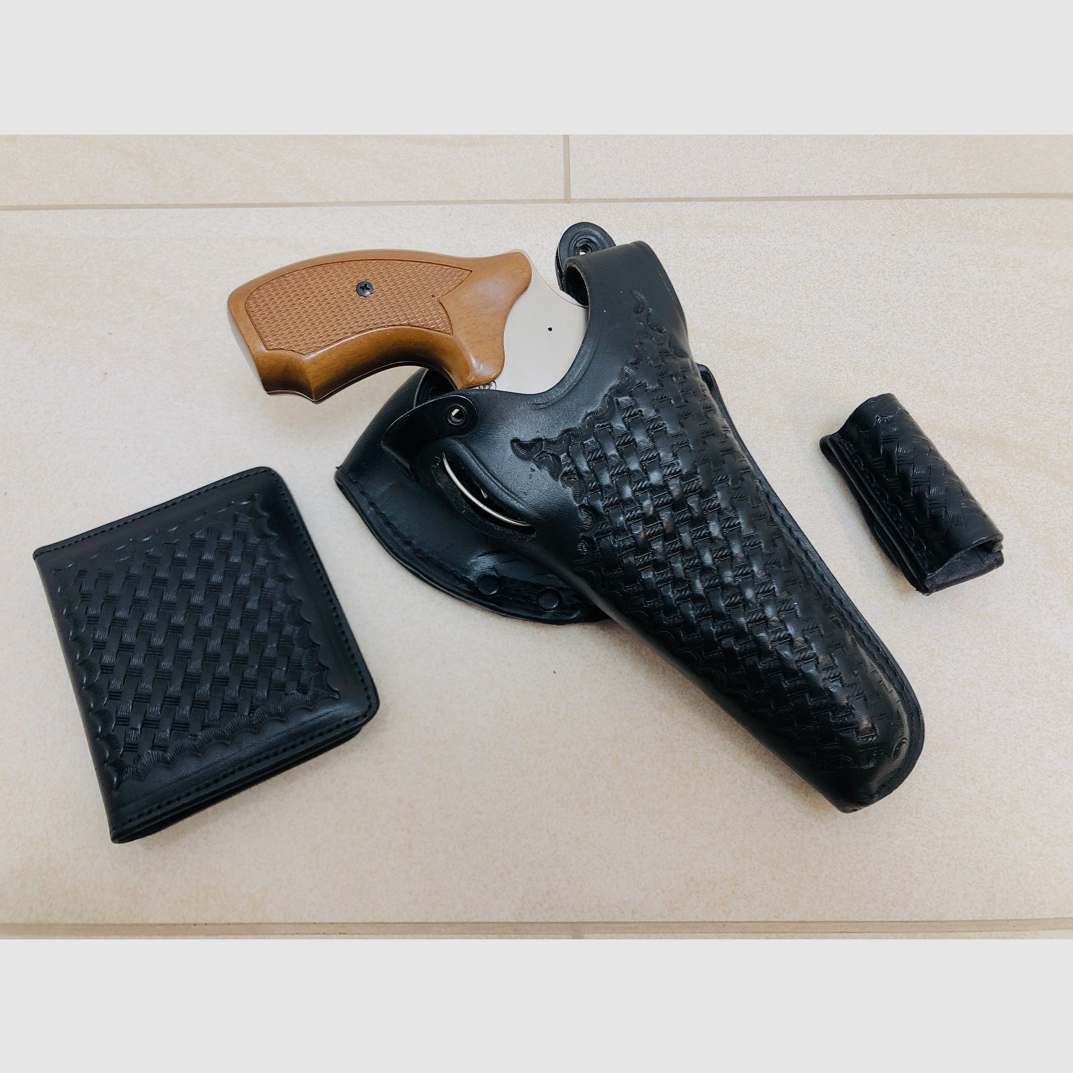 ••• Holster policyjny Bucheimer US + etui + latarka holsterska do rewolweru •••
