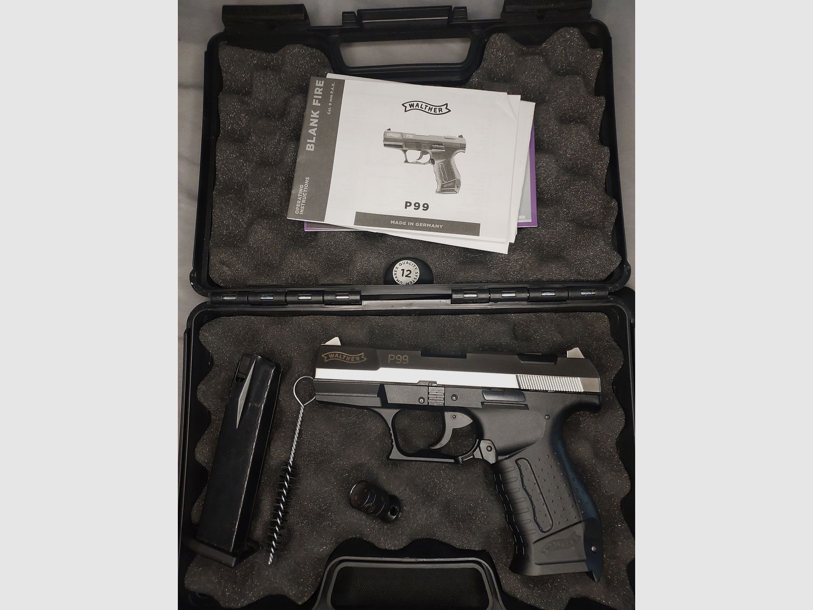 Walther P99 Schreckschuss Pistole 9mm P.A.K. bicolor Nickel (PTB 762) P 99