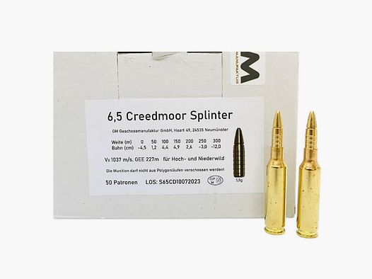 Fabrication de projectiles 6,5mm Creedmoor 5,9g Cartouches de fusil sans plomb