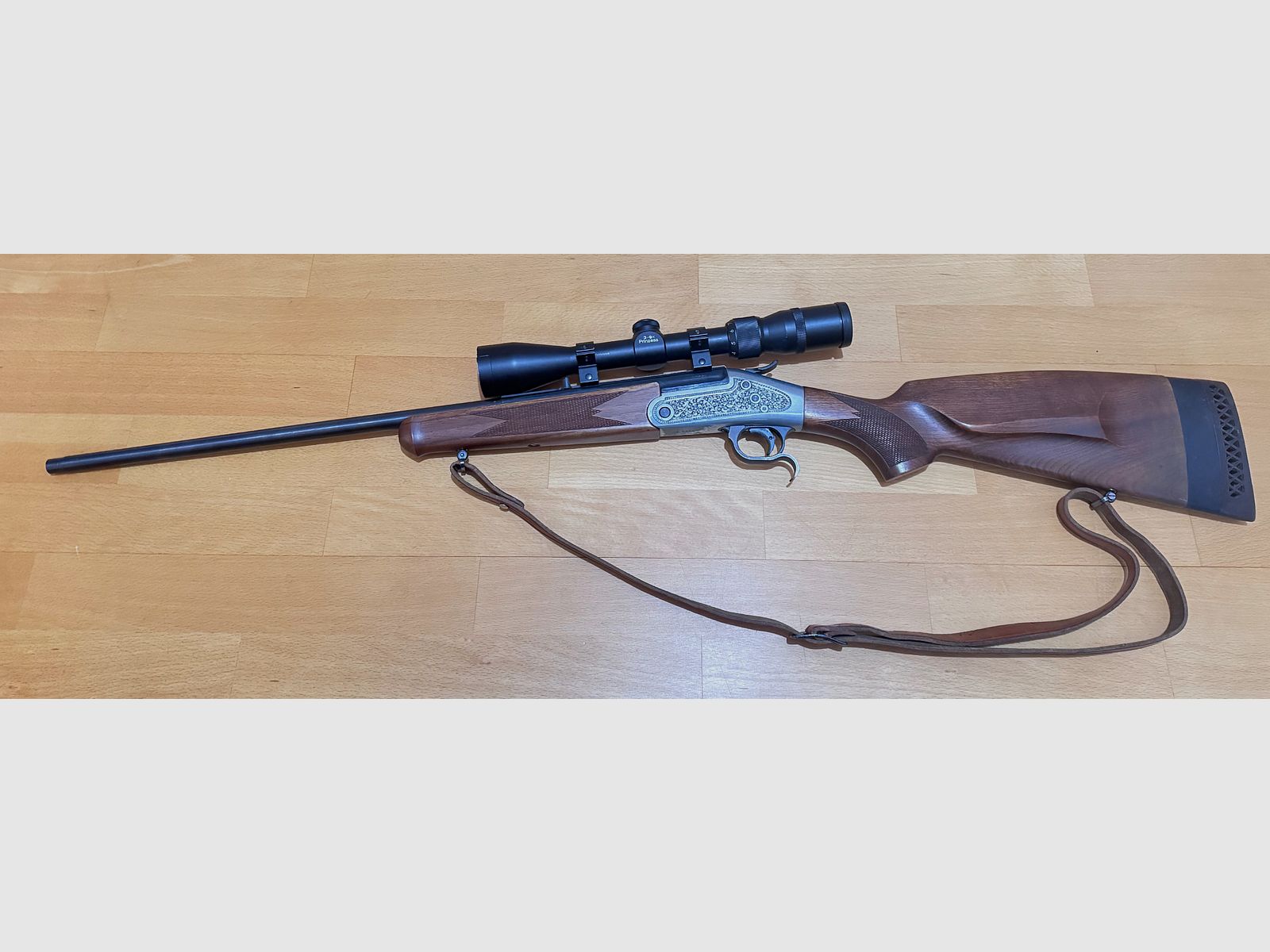 Break-action rifle Rhöner Sportwaffen Weisbach in caliber .22 Hornet with scope Prinzess 3-9x