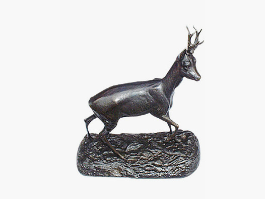 Lovergreen Bronzestatue Motiv Reh über einen felsen kletternd groß