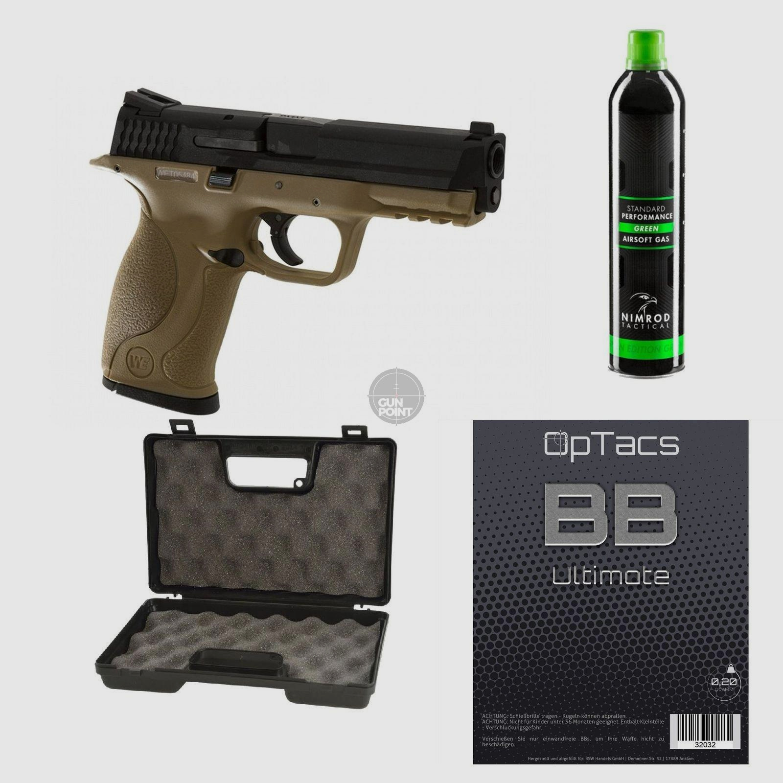 SET !!! Softair - Pistole - WE - M&P Metal Version GBB desert - ab 18, ber 0,5 Joule
