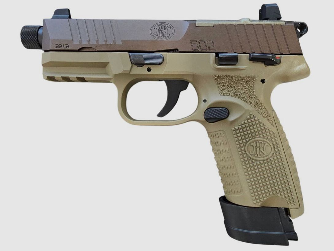 FN 502 T FDE/FDE 1X15+1X10 22LR semi-automatic pistol available immediately +20€ nationwide shipping