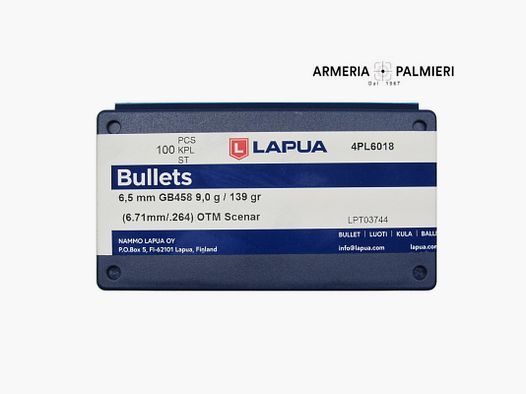 LAPUA GESCHOSSE 6,5MM 139GR OTM SCENAR
