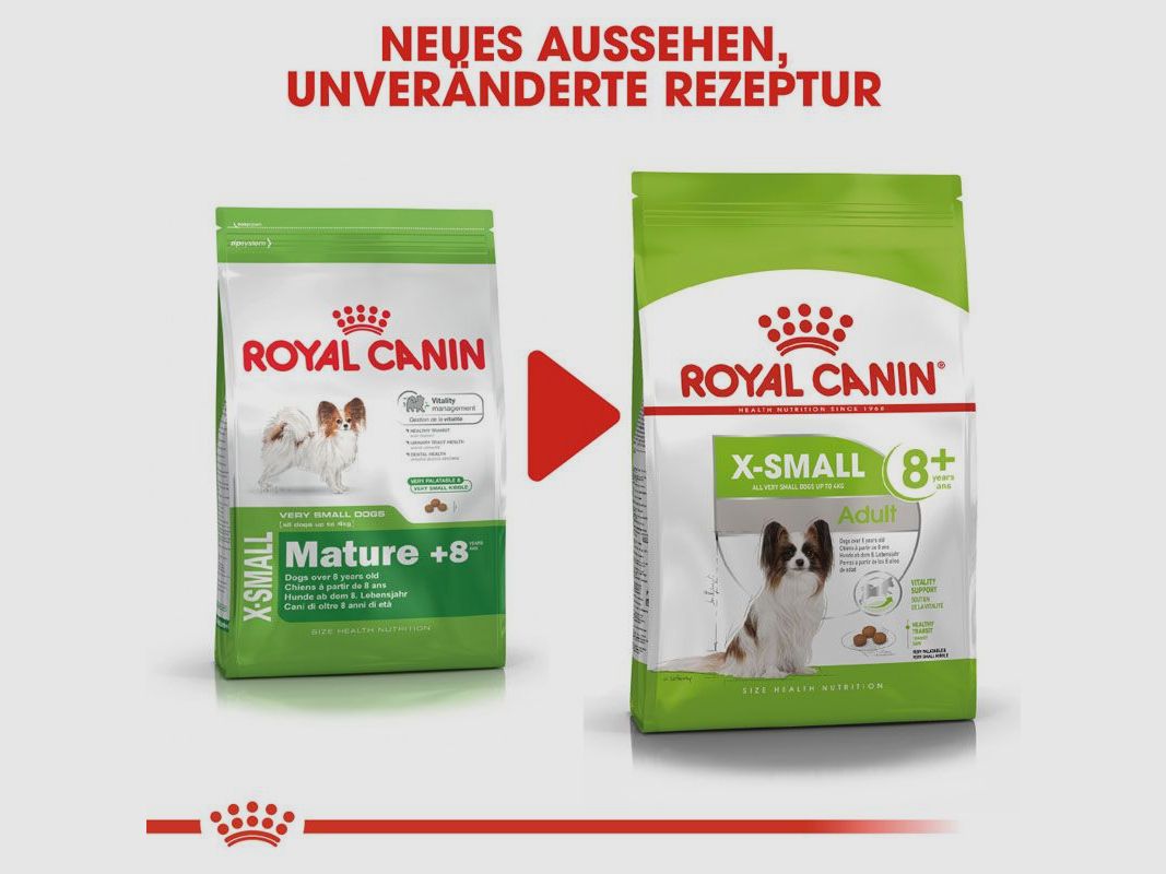 ROYAL CANIN Ältere Sehr Kleine Hunde Trockenfutter X-Small Adult 8+ 3 Kg