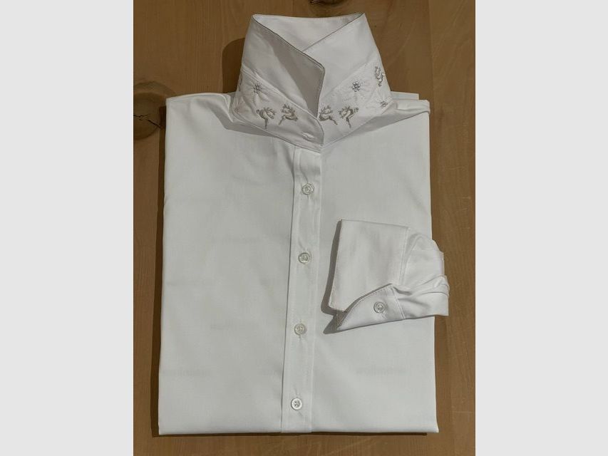 Wallmann Bluse Hirsch-Edelweiss in Weiss/Beige