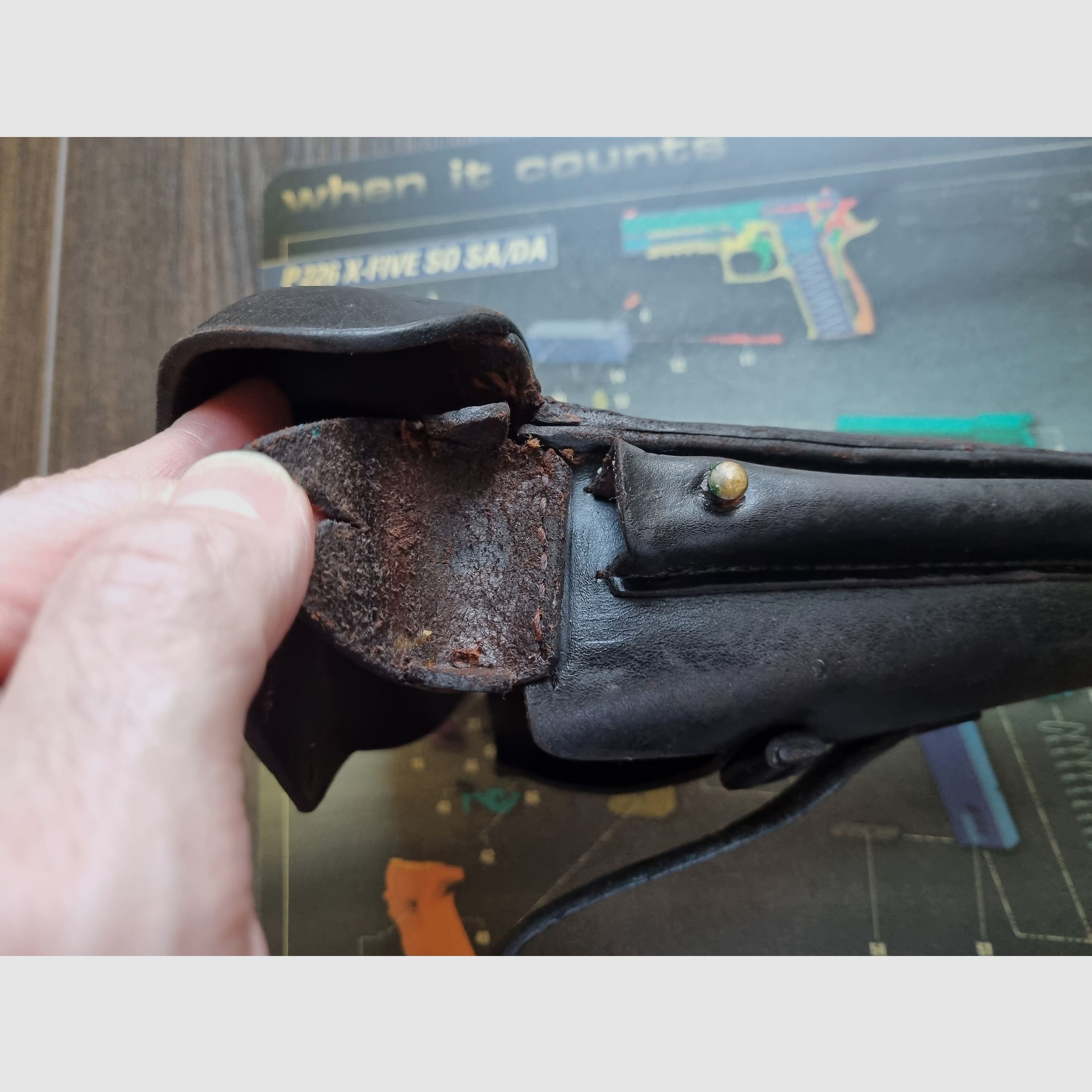 1915 DWM P08 Artillerie Leder-Holster von Steinmetz Breslau (B.A.X.) / Preis ist VHB