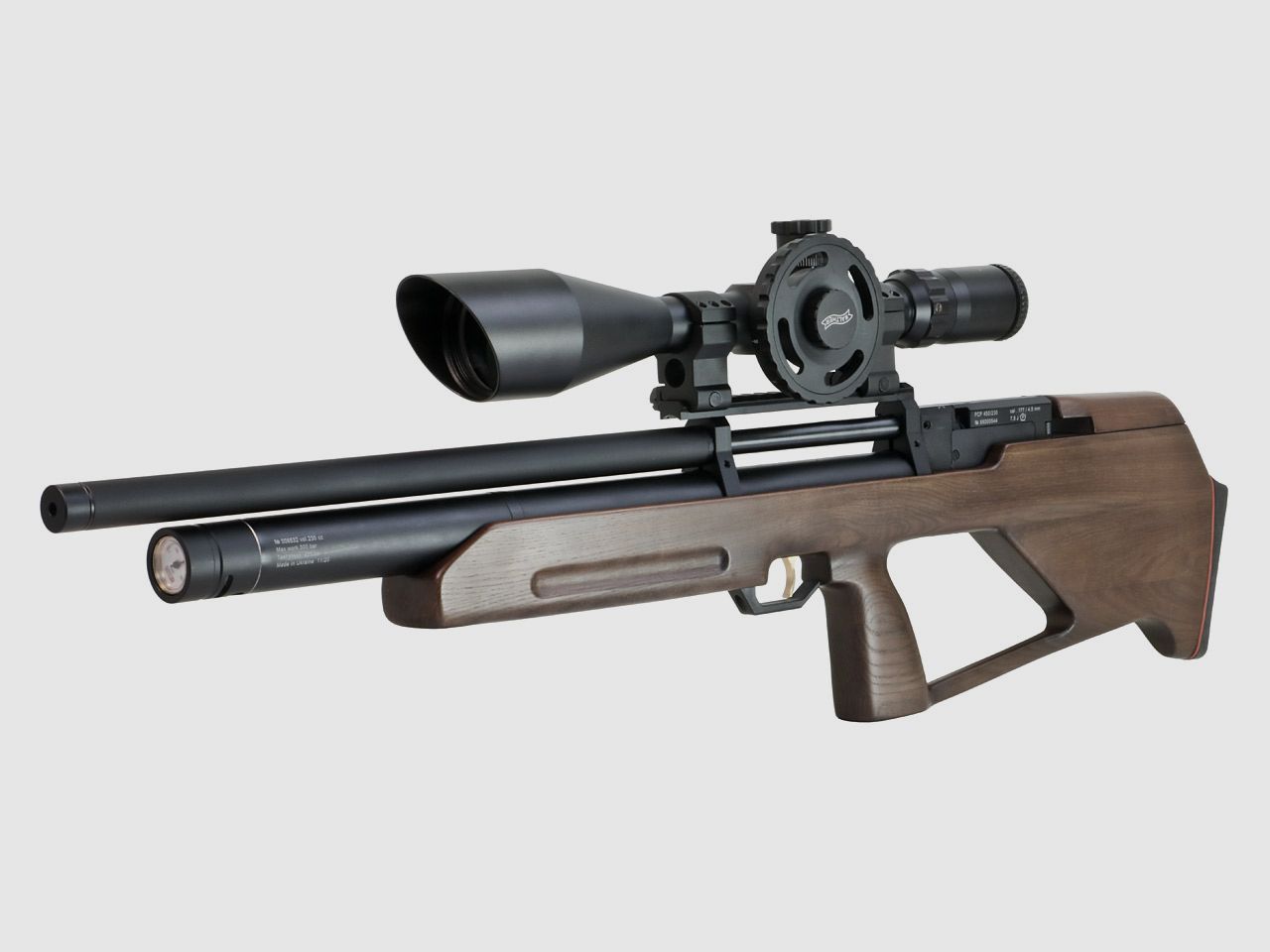 Bullpup Pressluftgewehr Zbroia Kozak mit integriertem SchalldĂ¤mpfer Holzschaft braun Kaliber 4,5 mm (P18)