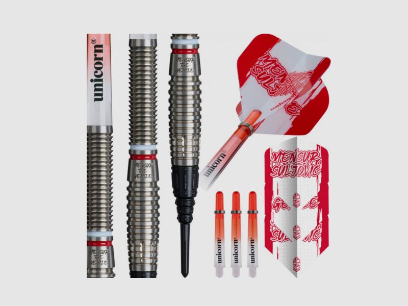 UNICORN – Mensur Suljovic 80% Tungsten Soft Tip Dart 18g, zdjęcie 1 z 5