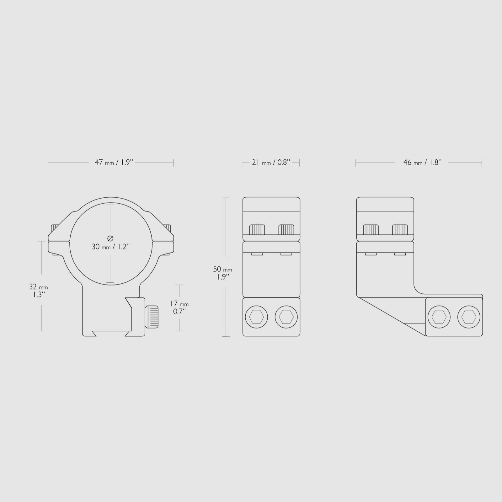 HAWKE 22122 Montaż pierścienia 30 mm Wysoki 1 cal Rozmiar przesunięcia 9-11 mm