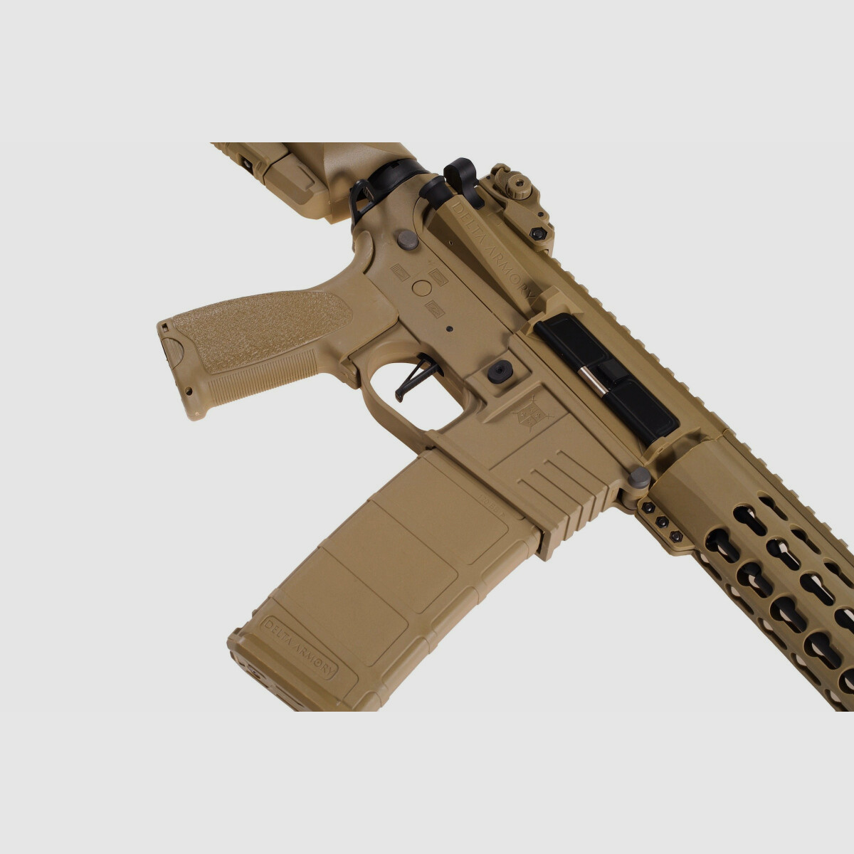 AR15 KeyMod 10 Zoll CHARLIE TAN S-AEG Softair Gewehr Frei ab 18 Jahren | Delta Armory