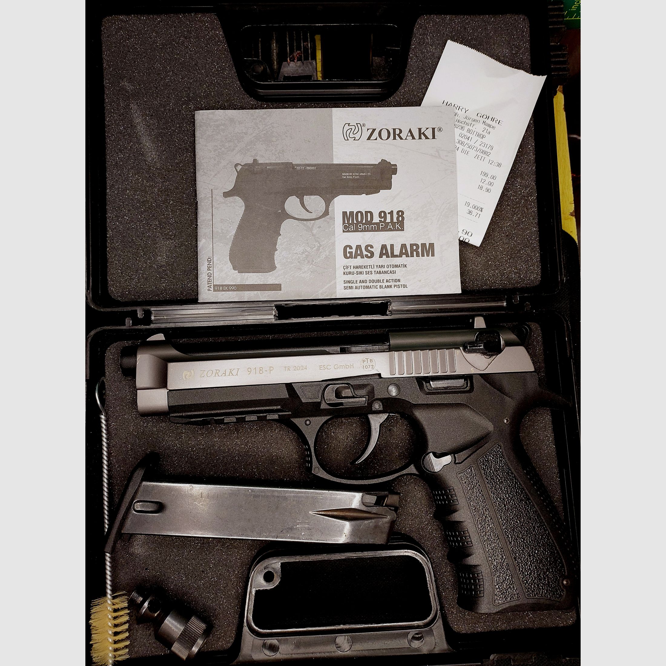 Zoraki 918-P TR-2024 9mm P.A.K. Titan (PTB 1072) as good as new Z 918 as good as new