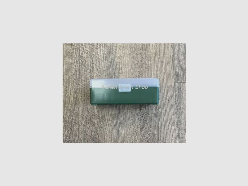Fritzmann Munitionsbox für 50 Patronen .357 Mag. mit Scharniere Grün/Klar