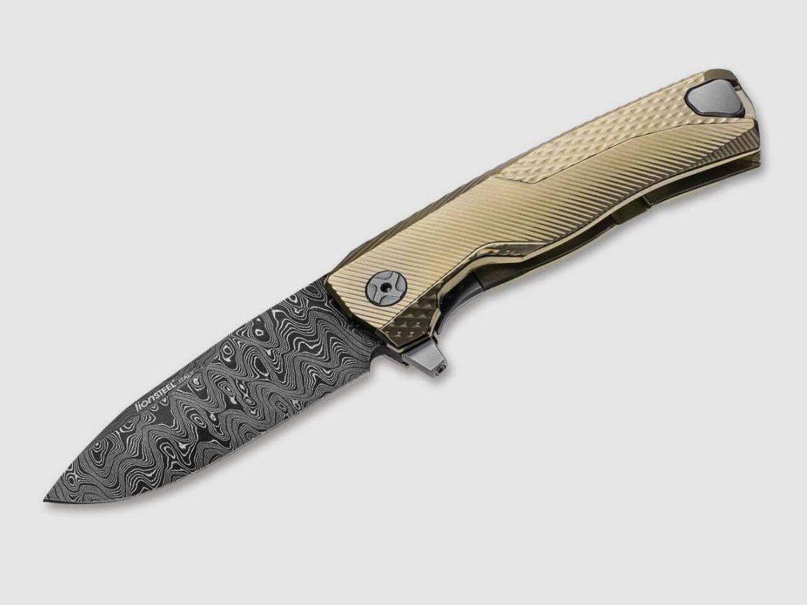 LIONSTEEL - Taschenmesser ROK Damast Gold