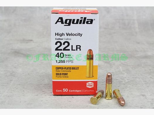 Aguila High Velocity .22 lr. CP SP 40gr. 2,6g 50 pezzi prezzo all'ingrosso