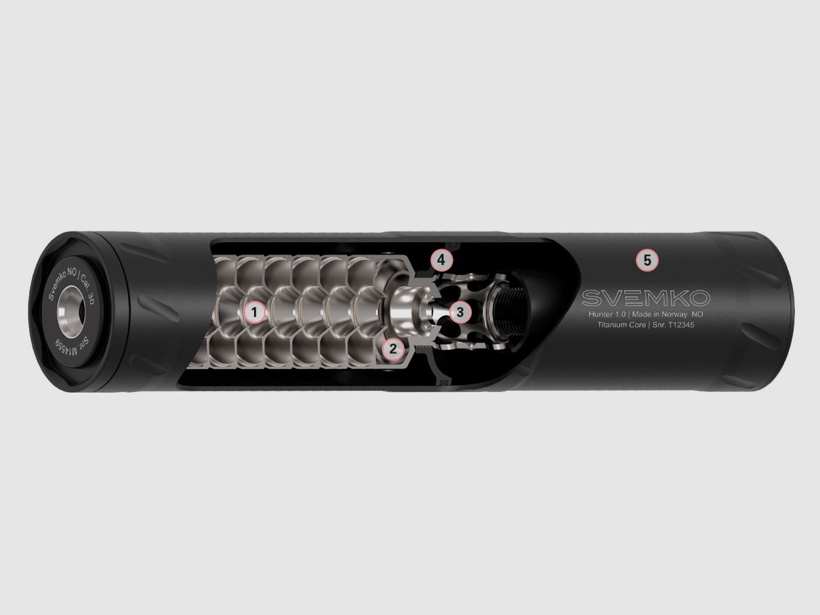 SVEMKO Schalldämpfer SHORT Quick Mount Kal. .30 ohne Adapter Mündungsgewinde