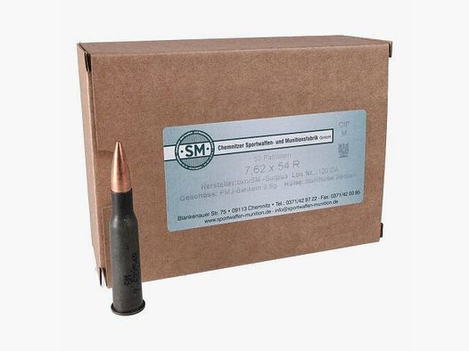 Surplus 7,62 x 54R Stahlhülse 9,6g (50er Pack)