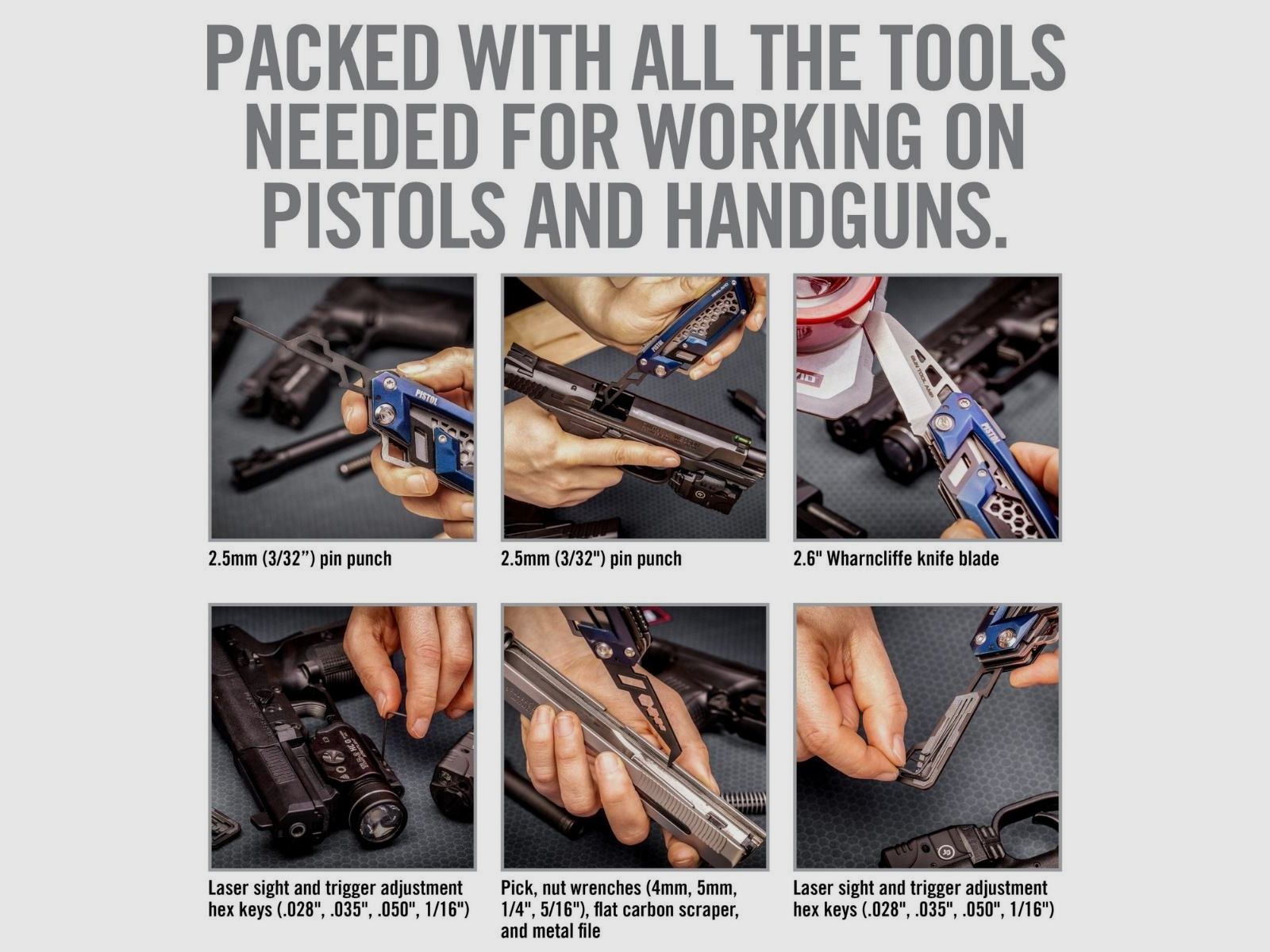 Real Avid – Multitool voor pistolen Gun Tool Edge Pistol – Blauw – AVGTE-P, afbeelding 8 van 9