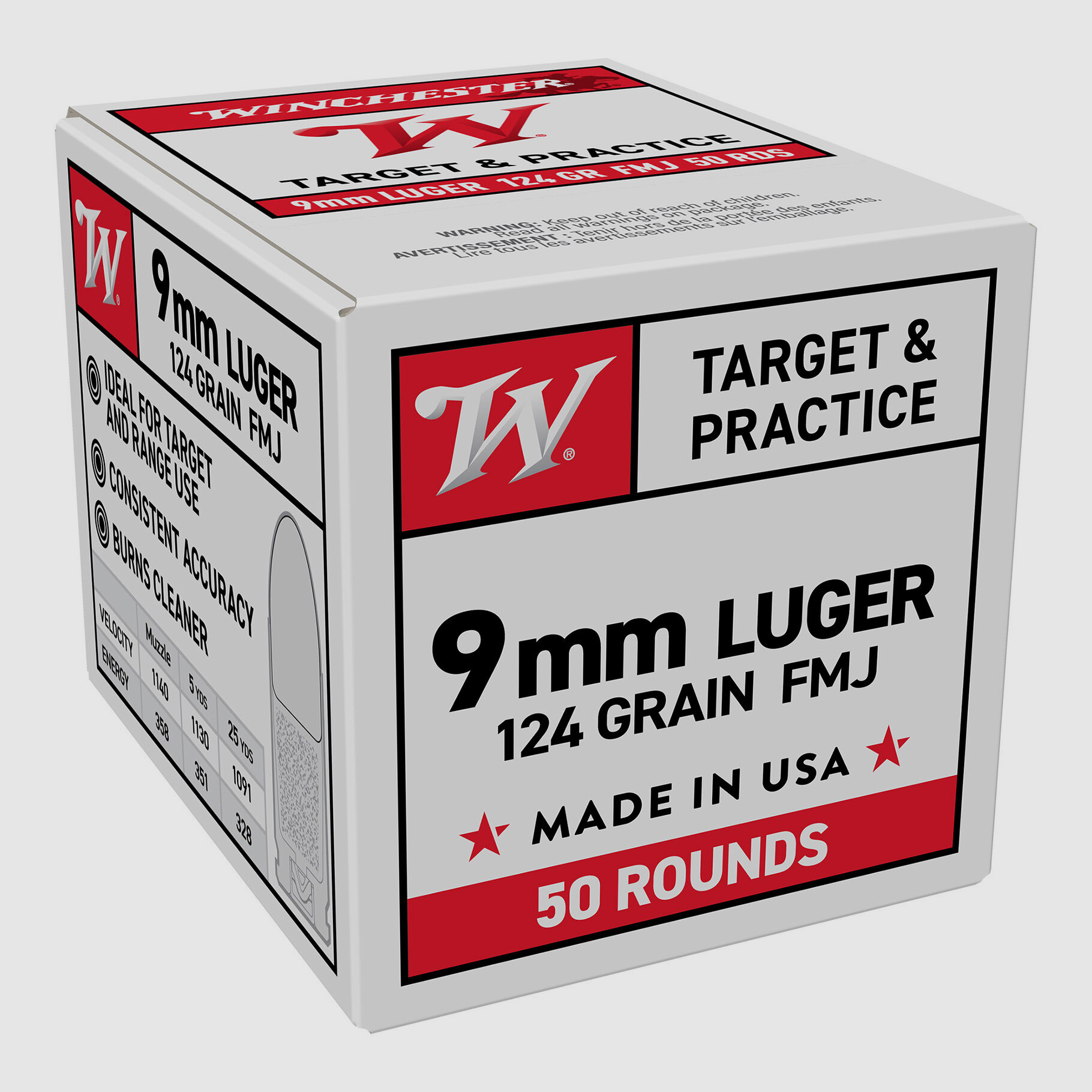 Winchester 9mm Luger FMJ Winchester Super X Target 124grs - 50Stk