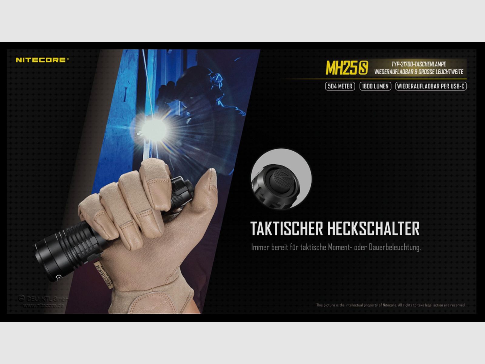 Nitecore MH25S LED Taschenlampe 1800 Lumen