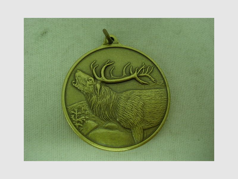 Jagdmedaille Hirsch-bronze - 40 mm, Ring und Öse