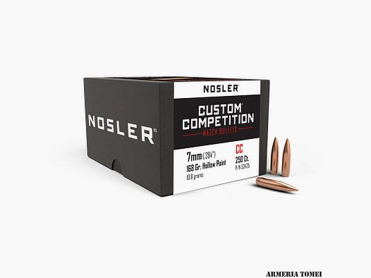 NOSLER – PALLE – CUSTOM COMPETITION 7MM (.284″) 168GR HPBT / 10.8GR (250 PZ) -53425