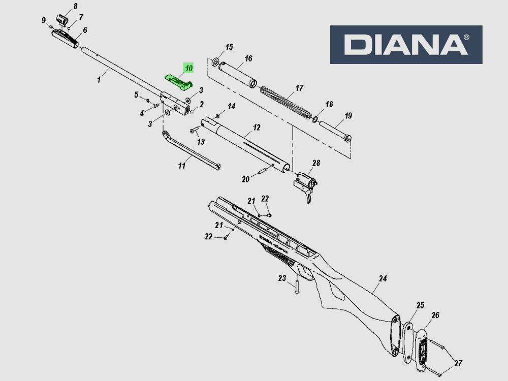 Visier montiert fĂĽr Luftgewehr Diana Eleven, Ersatzteil