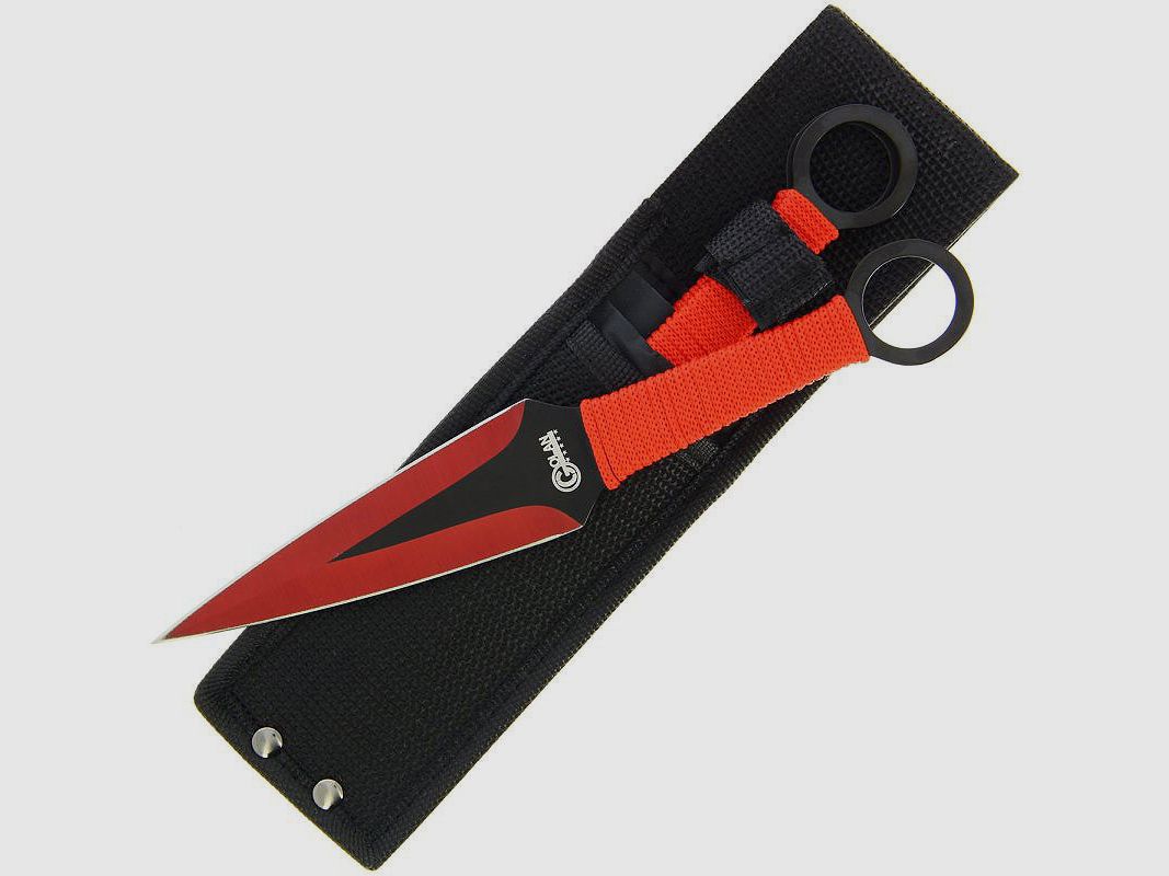 Kunai 3-piece throwing knife set red