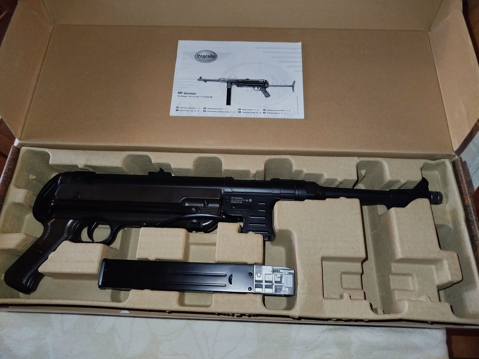 De MP 40 in kaliber 4,5mmBB 7,5 Joule Co2