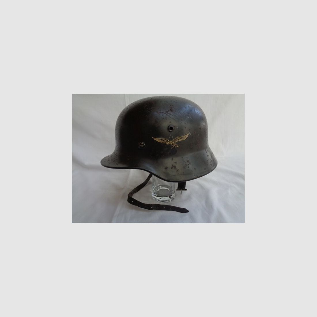 WH Luftwaffe M35 Stahlhelm kompl. m. Futter und Kinnriemen, Gr.56, sehr gut