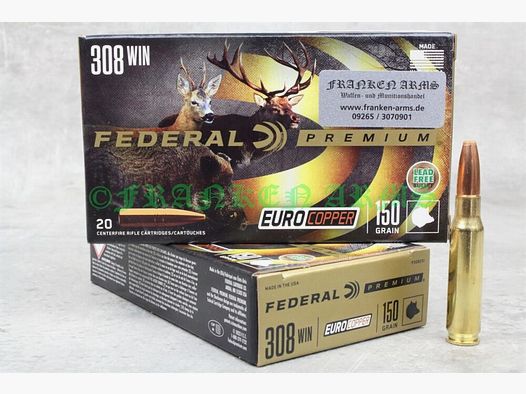 Federal Premium .308 Win. Euro Copper 150gr. 9,7g 20 Stück Staffelpreise
