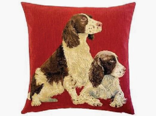 Gobelin Woven Cushion 45x45 cm Springer Spaniel Red