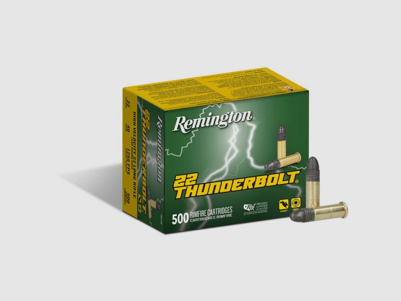 Remington cartuccia .22lr, RN 40gr Thunderbolt VE500