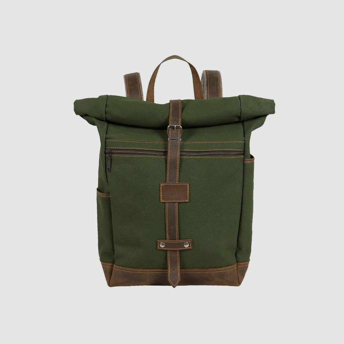 AKAH Rolltop-Rucksack aus Canvas 20-27 L Buffalo Ranger Leder