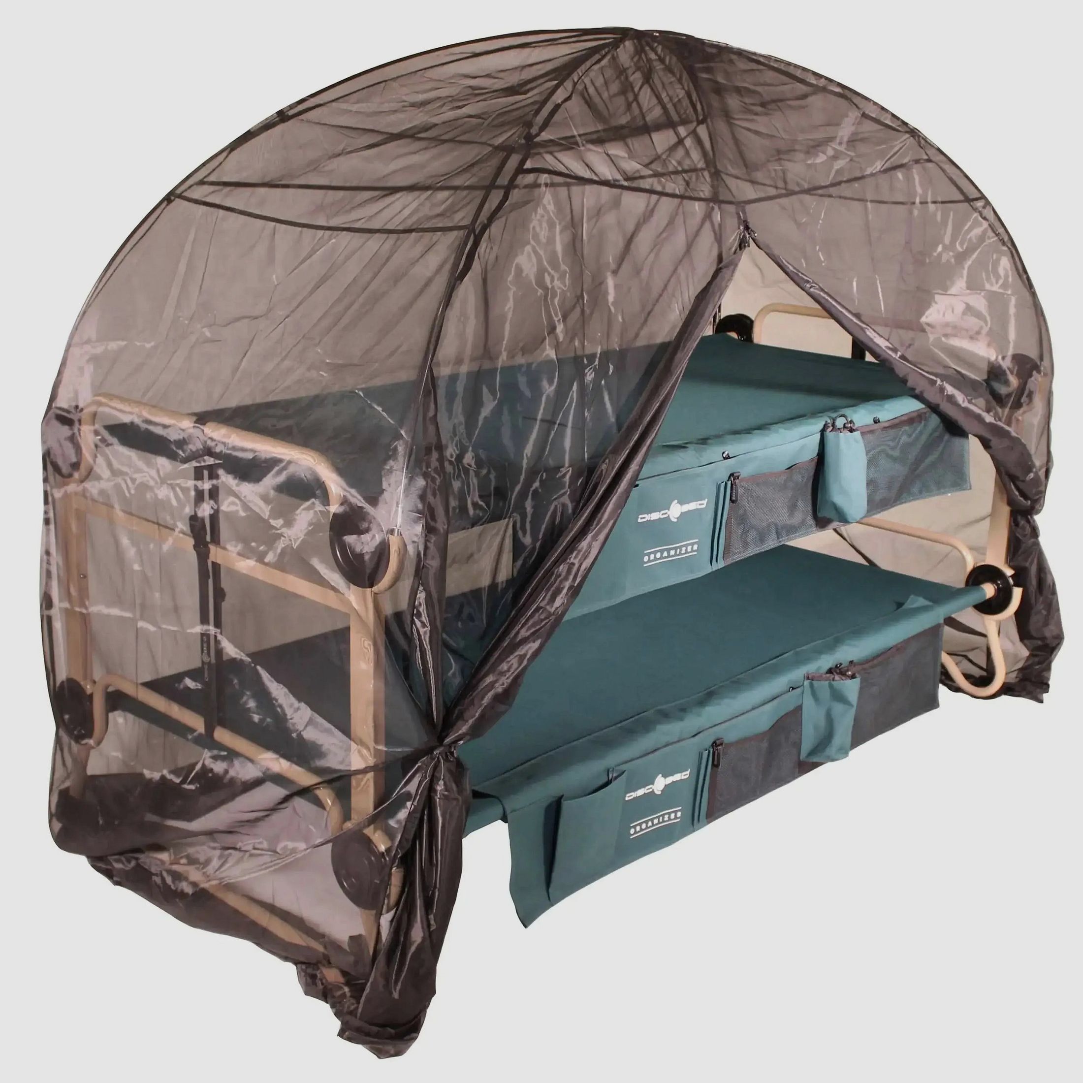 Disc-O-Bed camping bed mosquito net with frame