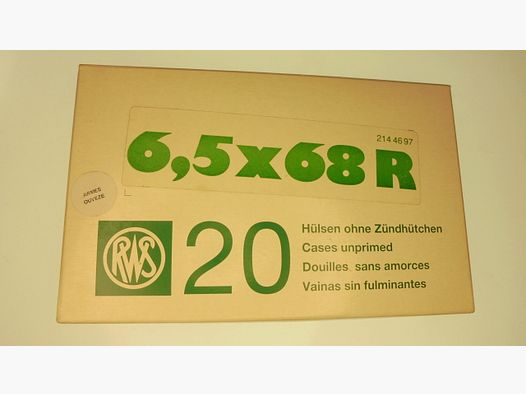 Huls RWS Kaliber 6.5X68R (X 20)