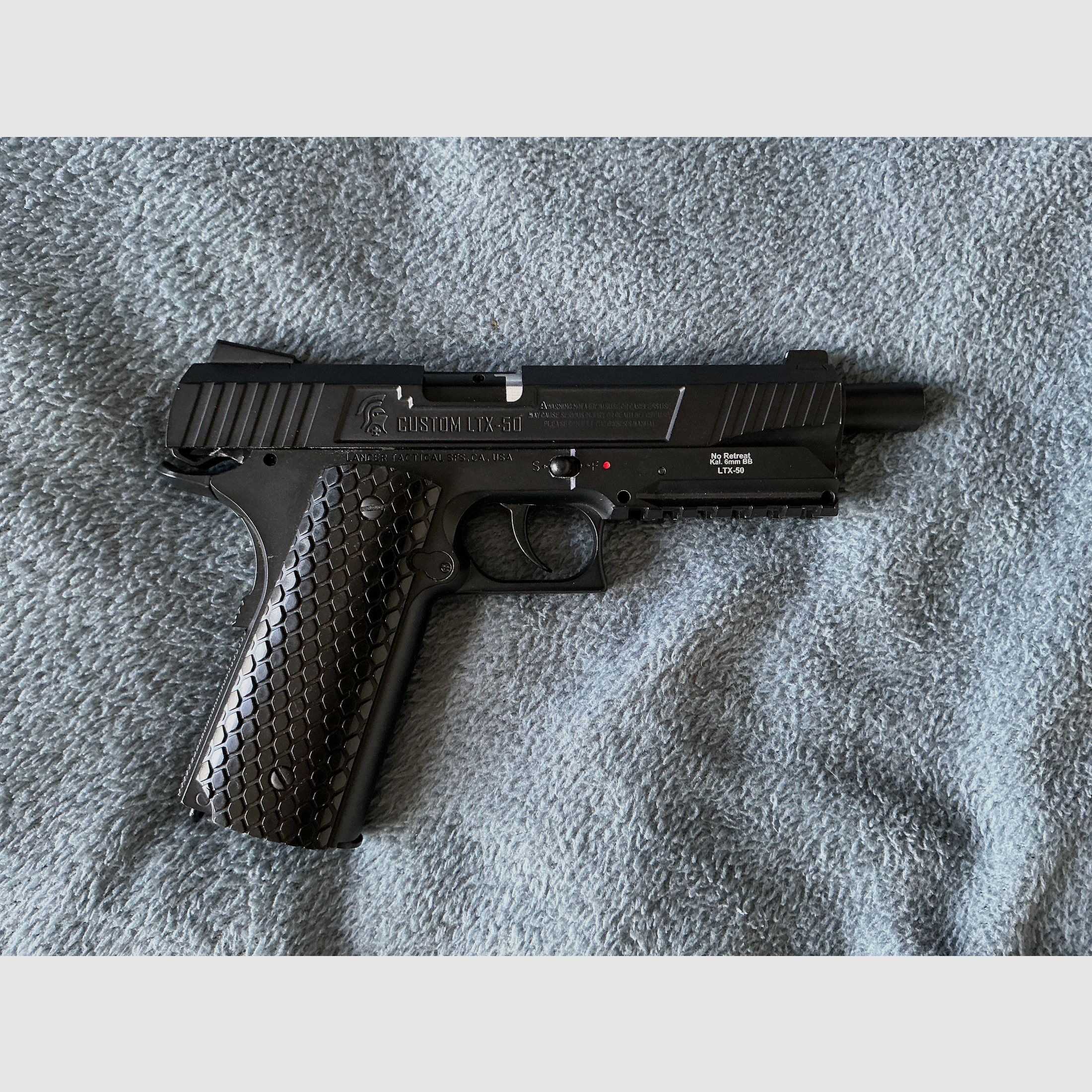Lancer Tactical LTX-50B 1911 Black, CO2, GBB, Airsoft, Pistole, 1,5 J, Blowback, Metallpistole