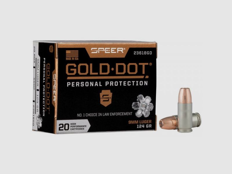 SPEER GOLD DOT - .9MM LUGER - 124 GRS - GDHP HOHLSPITZMUNITION - 20 SCHUSS
