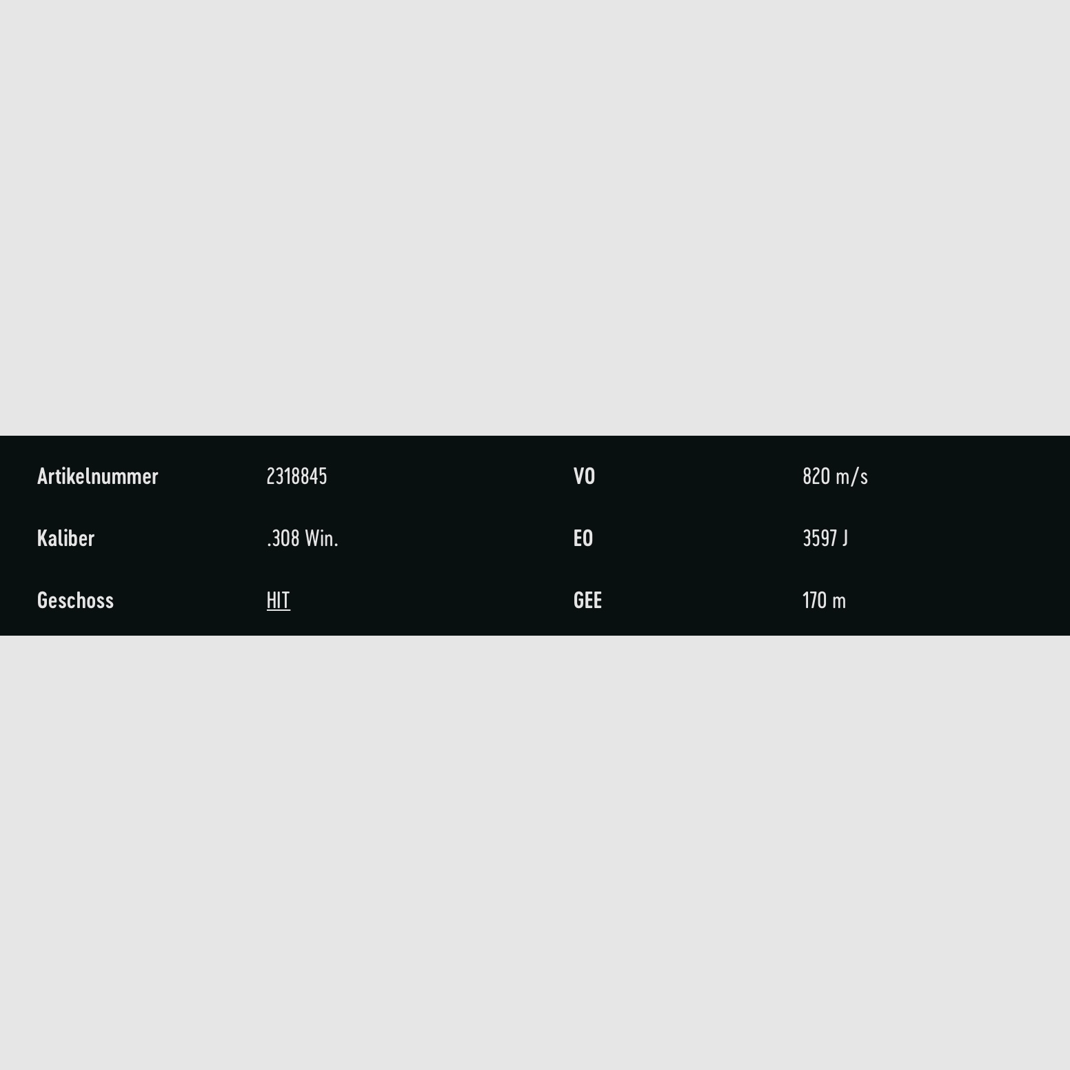 RWS 2318845 Büchsenpatronen .308 Win. HIT 10,7g 165grs. Bleifrei