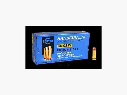 PPU .40 S&W 190gr FPJ 50 pcs./pkg.