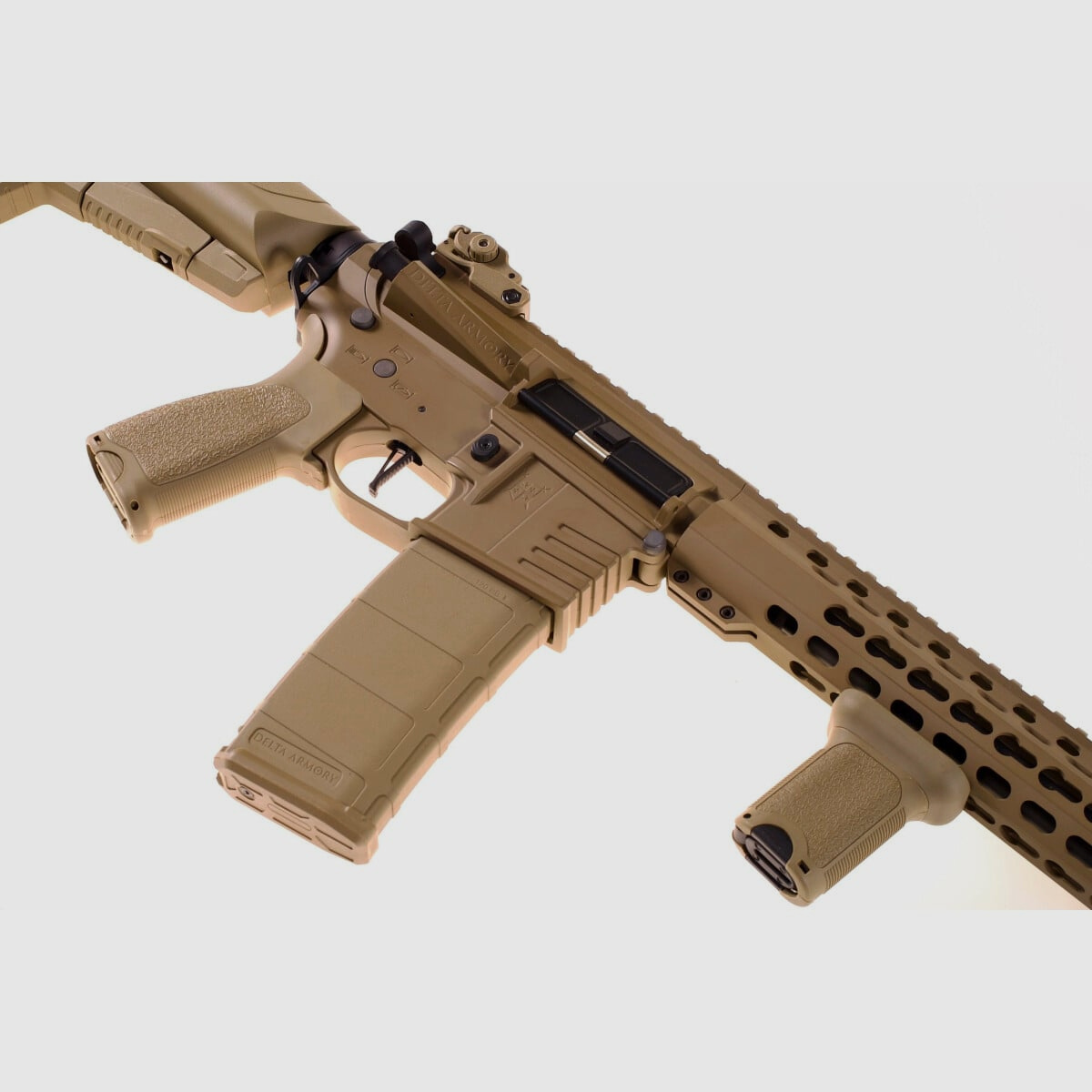AR15 SilentOps DMR ALPHA Vollmetall Delta Armory Tan S-AEG Airsoft Gewehr Frei ab 18 Jahren