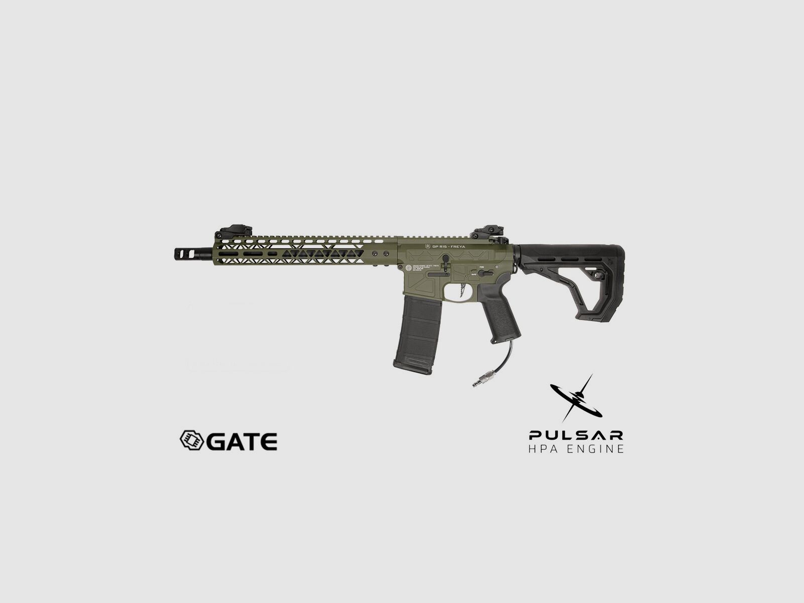 GP R15 FREYA Skeleton 13" gen.2 Mlok FREYA ALPHA Oliv HPA Softair Gewehr Frei ab 18 Jahren | Delta Armory