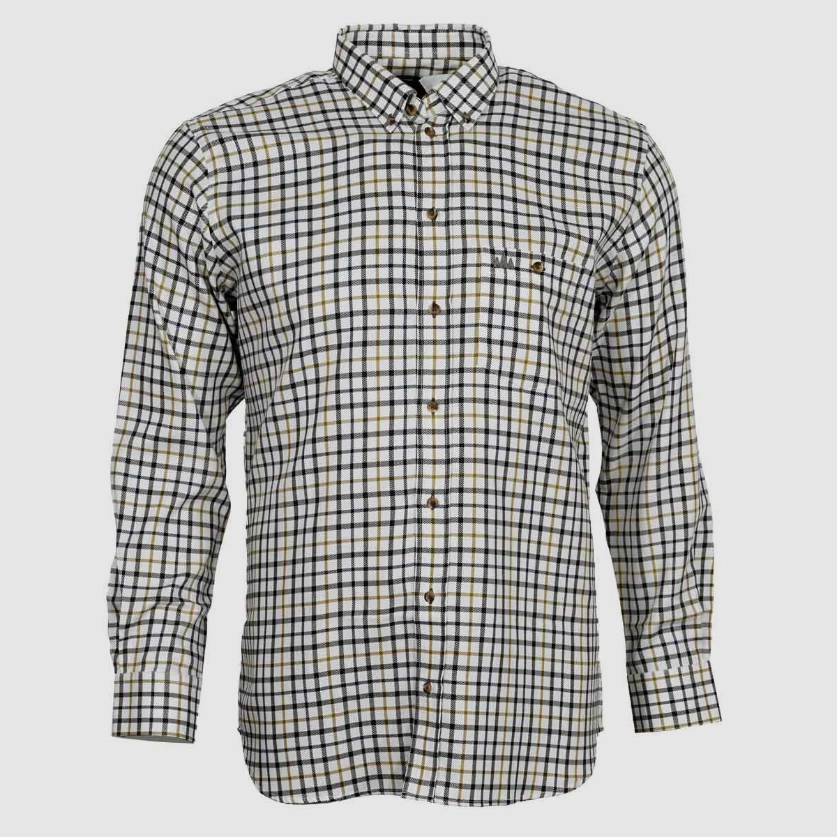 Foresta Twillhemd Modern oliv mit blau/weiß
