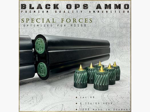 8x Special Forces BLACK OPS AMMO Airgun TS HDS 68 Cal.68 Munition HDS68  TS68