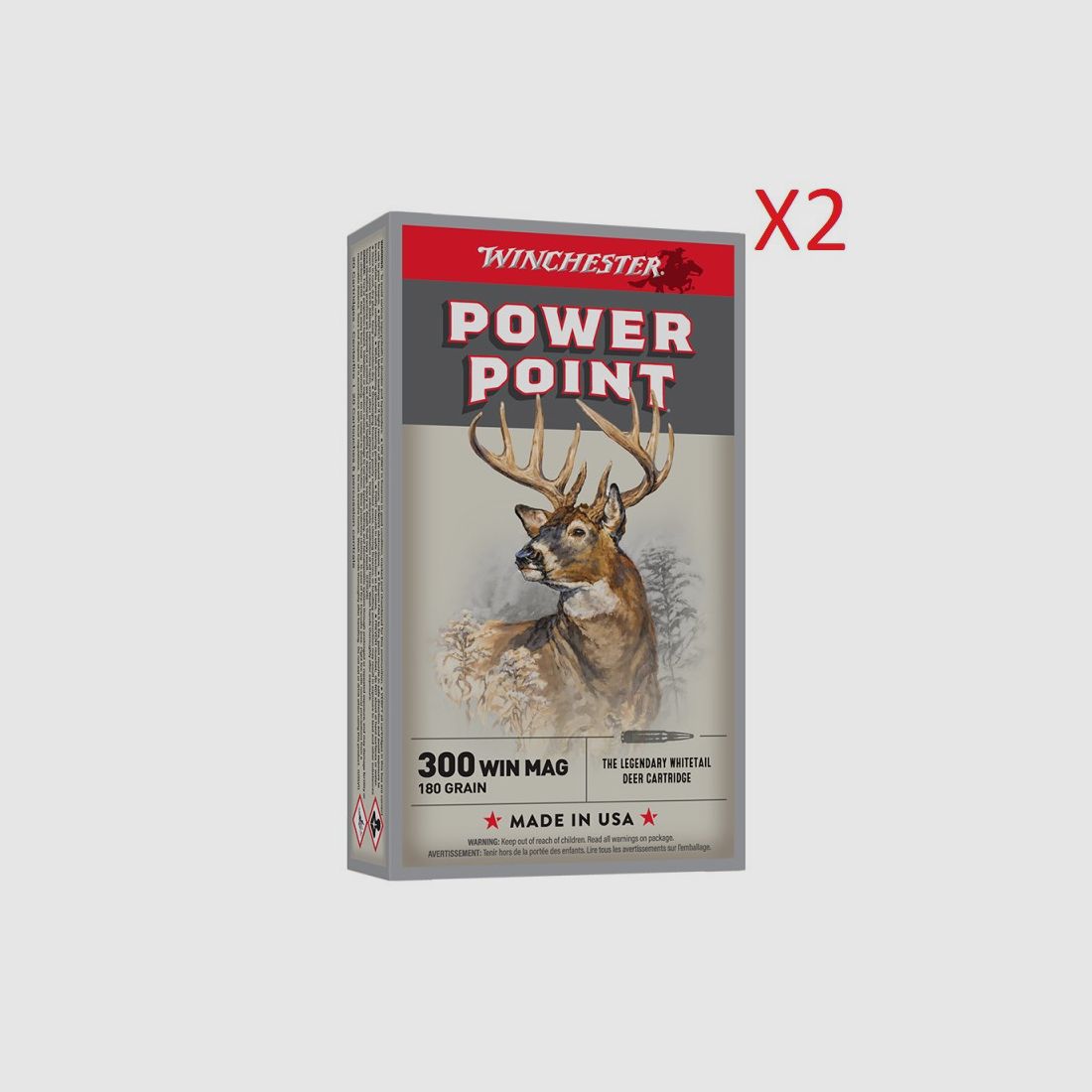 Lot de 2 - Boites de 20 Balles Winchester - Power Point - Cal.300WM - 180Grs