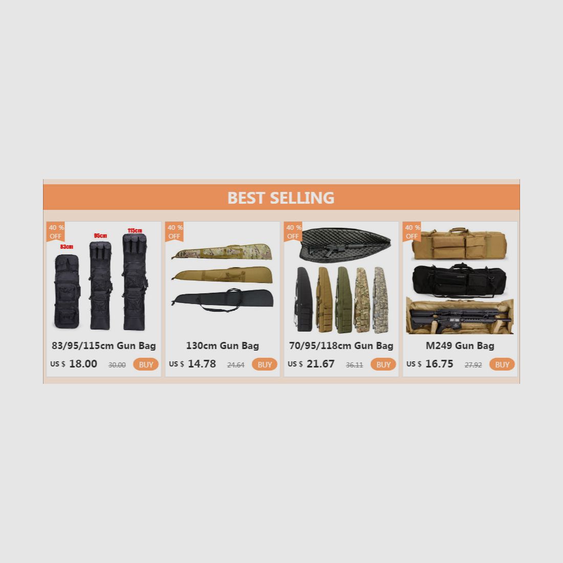 Taktische MOLLE-Waffentasche für 2 Gewehre – 600D Oxford – Rucksack & Tasche – 95 cm / 116 cm – Airsoft, Jagd, Schießsport