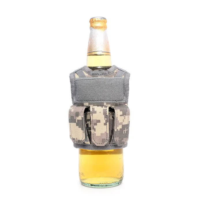 Mini tactische kogelwerende vest met frontzakken voor bierfles / wijnfles / thermosfles - Digital-ACU