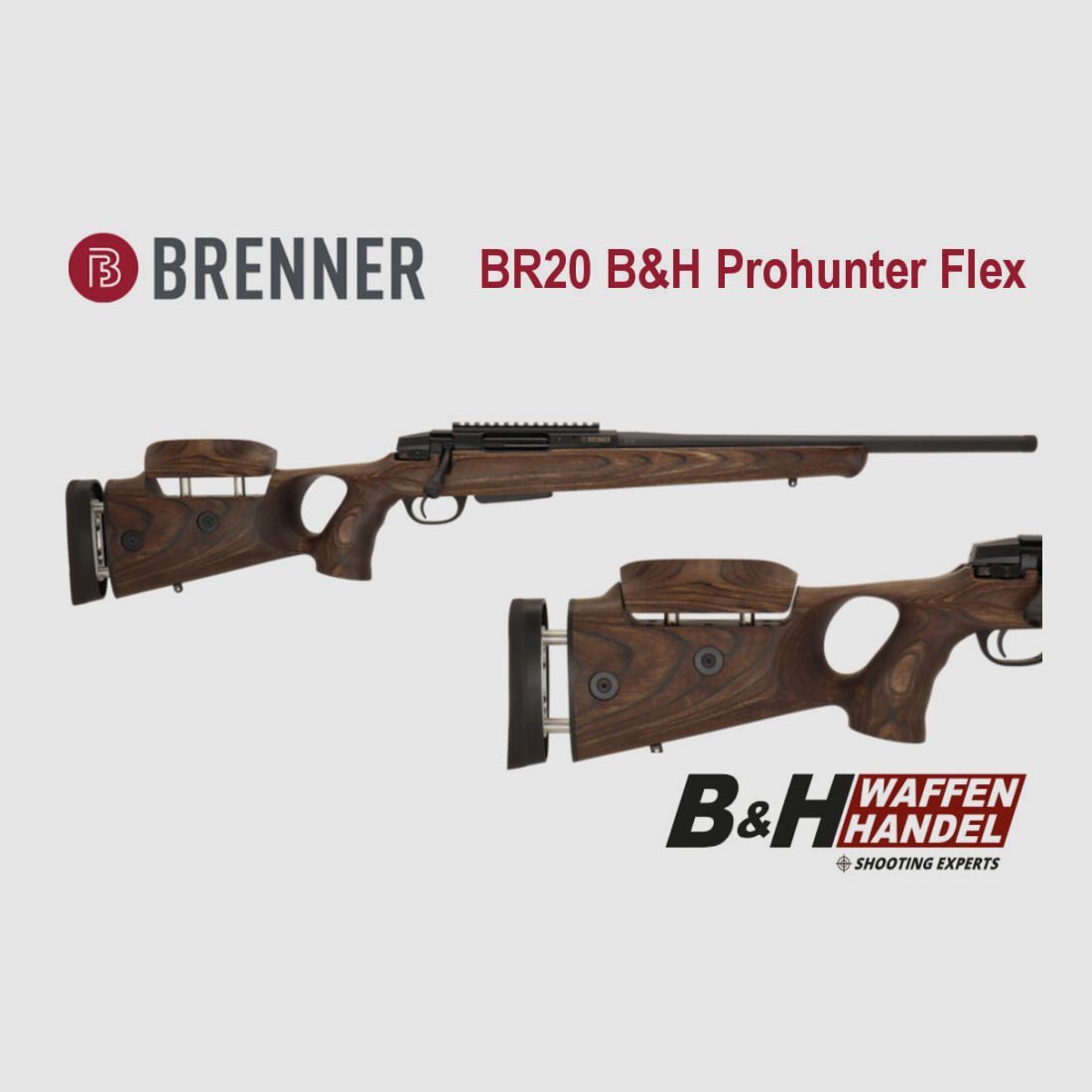 Brenner BR20 B&H Prohunter Flex Lochschaft Schaftrücken- & Längenverstellung Jagd Sport Damenschaft