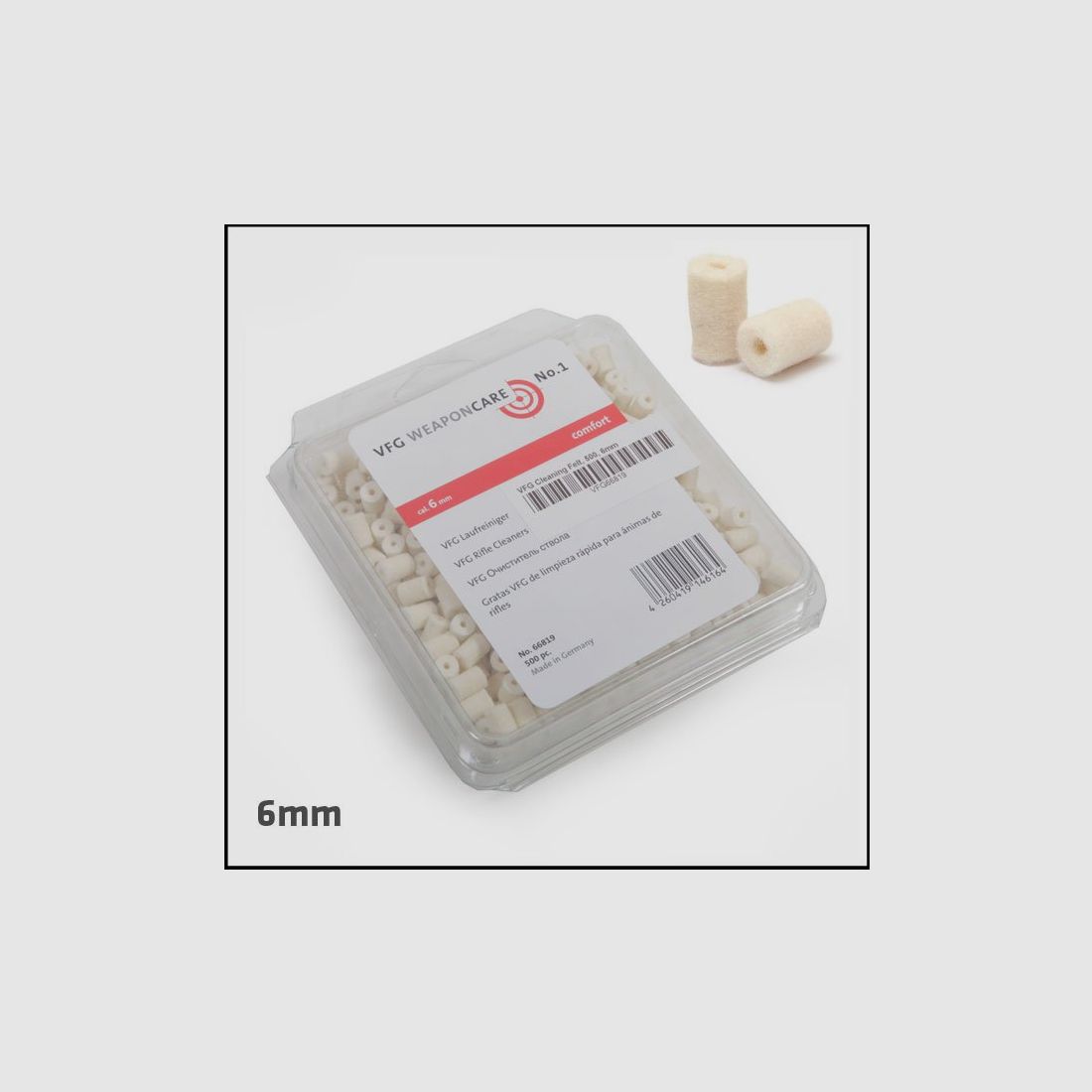 VFG Fieltros limpieza armas COMFORT cal. 6mm – 500-und, imagen 1 de 2